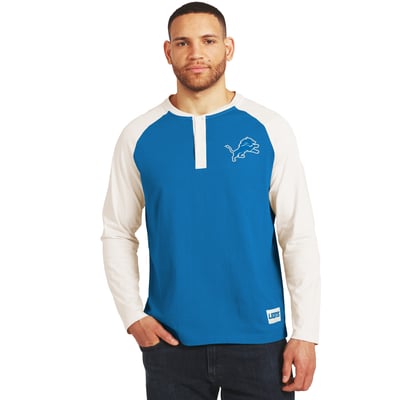 Detroit Lions Darius Rucker Collection by Fanatics Henley Long Sleeve T-Shirt - Blue/Cream