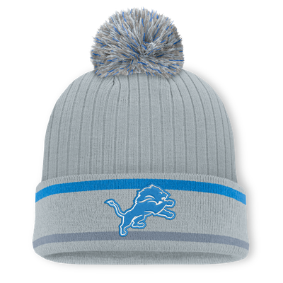 Detroit Lions Fanatics Fissure Cuffed Knit Hat with Pom - Gray