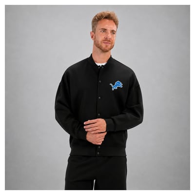 Detroit Lions Levelwear Prime Luxe Signature Tri-Blend Bomber Jacket - Black