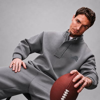  Detroit Lions Levelwear Core Logo Luxe Stein 1/4 Zip Pullover - Gray