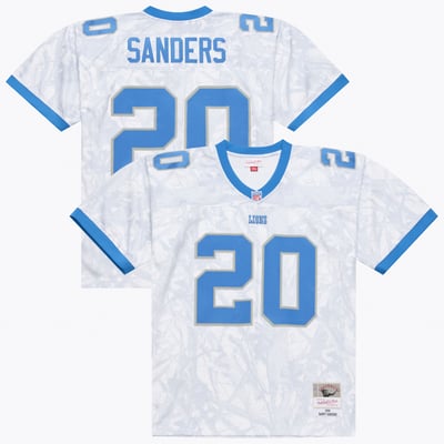 Barry Sanders Detroit Lions Mitchell & Ness 1996 Ghosted Retired Player Jersey - White