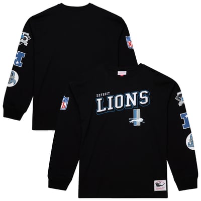  Detroit Lions Mitchell & Ness Training Camp Vintage Logos Long Sleeve T-Shirt - Black