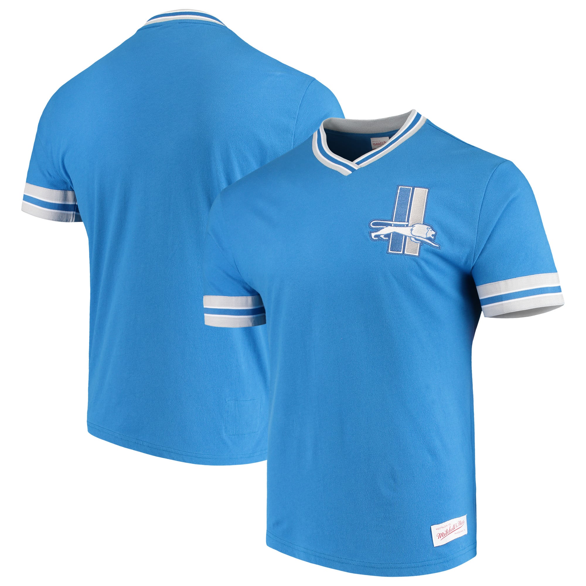 Men's Mitchell & Ness Blue Detroit Lions Overtime Vintage V-Neck T