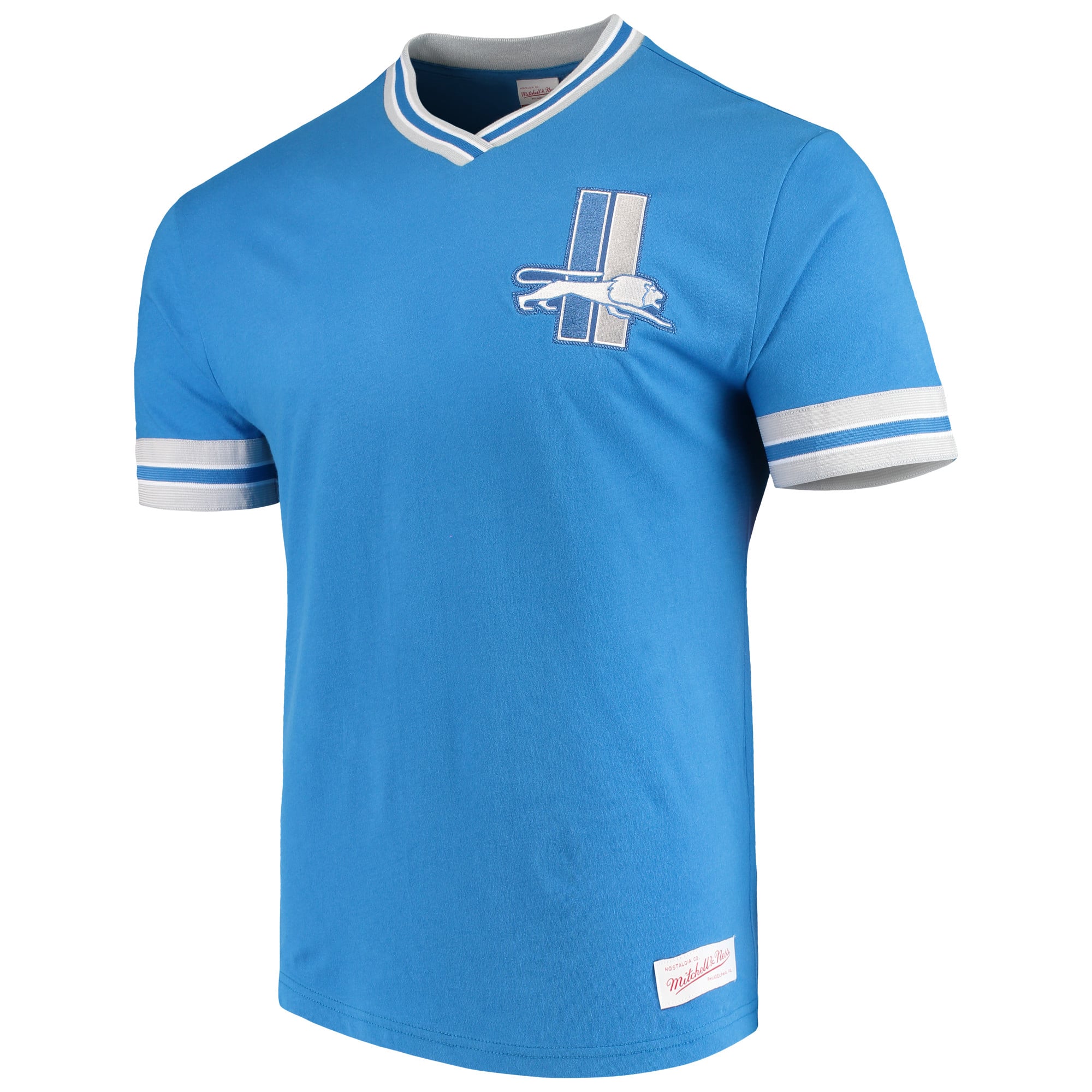 Men's Mitchell & Ness Blue Detroit Lions Overtime Vintage V-Neck T