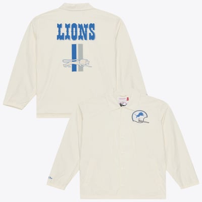  Detroit Lions Mitchell & Ness Retro Roots Full-Snap Coaches Jacket - Cream