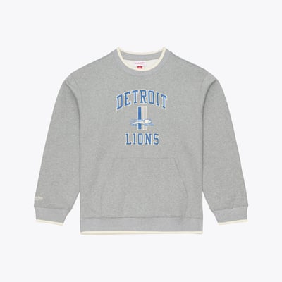  Detroit Lions Mitchell & Ness Premium Essentials Crew Sweatshirt - Heather Gray