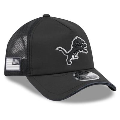 Detroit Lions New Era 2026 Salute To Service Apex 9FORTY Adjustable Trucker Hat - Black