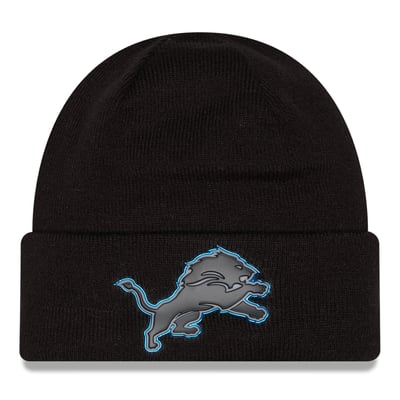Detroit Lions New Era Chrome Cuffed Knit Hat - Black