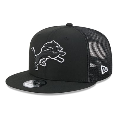 Detroit Lions New Era 9FIFTY Snapback Trucker Hat - Black/White