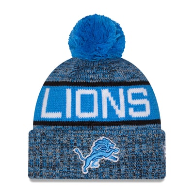 Detroit Lions New Era Marled Cuffed Knit Hat with Pom - Blue