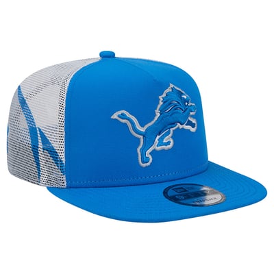 Detroit Lions New Era Mesh A-Frame 9FIFTY Snapback Trucker Hat - Blue/Silver