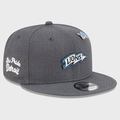 Detroit Lions New Era Pennant Pin 9FIFTY Snapback Hat - Charcoal