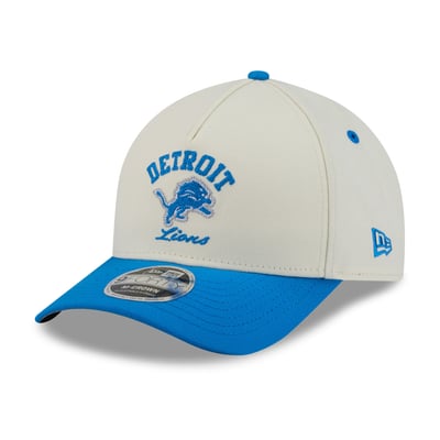 Detroit Lions New Era Arch 9FORTY A-Frame M-Crown Adjustable Hat - Cream/Blue