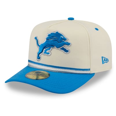 Detroit Lions New Era Vintage A-Frame 59FIFTY Fitted Hat - Cream/Blue