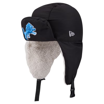  Detroit Lions New Era x Alpha Industries Puffer Quilted Trapper Hat - Black