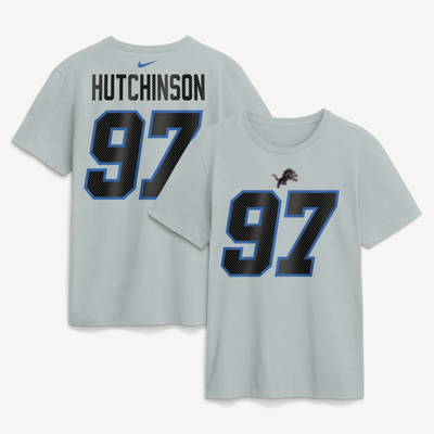 Aidan Hutchinson Detroit Lions Nike 2026 Rivalries Collection Player Name & Number T-Shirt - Silver