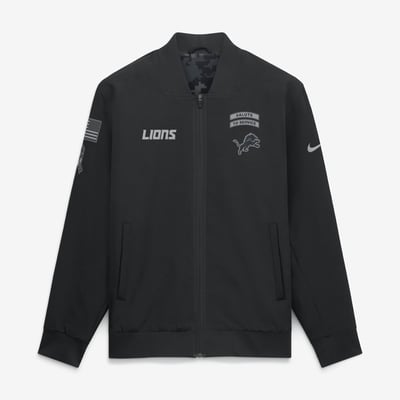  Detroit Lions Nike 2026 Salute to Service Sideline Full-Zip Bomber Jacket - Black