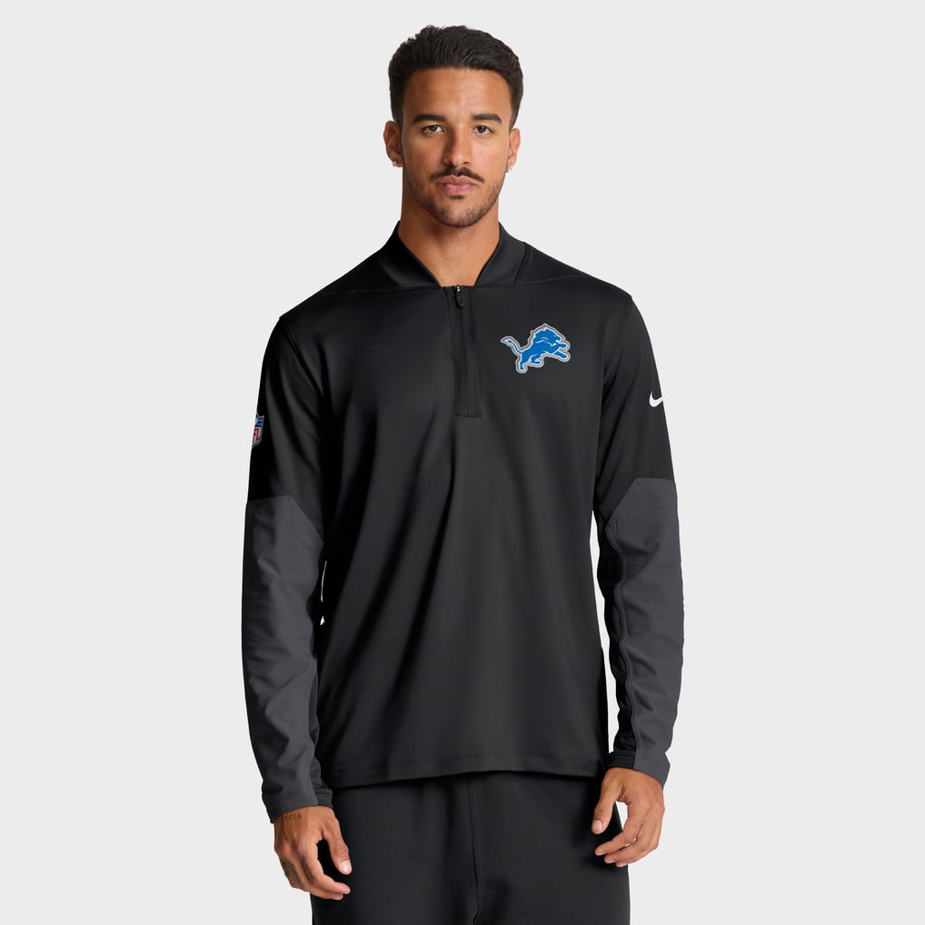 Detroit Lions Nike Sideline Dri-FIT Half-Zip Pullover - Black