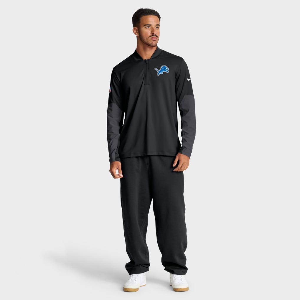 Detroit Lions Nike Sideline Dri-FIT Half-Zip Pullover - Black