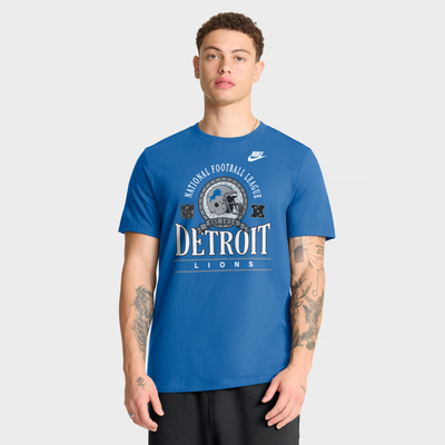 Detroit Lions Nike Rewind Team Spirit Essential Cotton T-Shirt - Blue