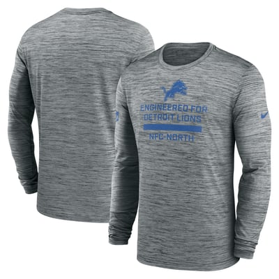 Detroit Lions Nike Sideline Velocity Dri-FIT Long Sleeve T-Shirt - Gray