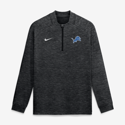 Detroit Lions Nike Par Raglan Tri-Blend Therma-FIT Half-Zip Pullover - Heather Black