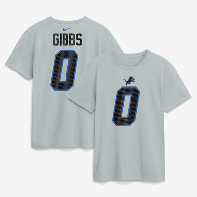 Jahmyr Gibbs Detroit Lions Nike 2026 Rivalries Collection Player Name & Number T-Shirt - Silver