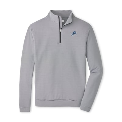 Detroit Lions Peter Millar Perth Sugar Stripe Performance Quarter-Zip Pullover - Black/White