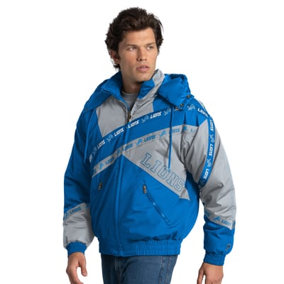 Detroit Lions Pro Player Double Tape Full-Zip Jacket with Detachable Hood - Blue