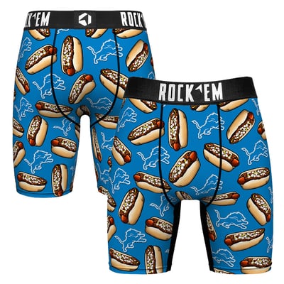  Detroit Lions Rock Em Coney Dogs Boxer Briefs - Blue