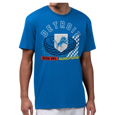  Detroit Lions Starter 2026 NFL Munich Game Stadium Graphic T-Shirt - Blue
