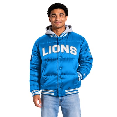 Detroit Lions Starter Bronx Full-Snap Puffer Jacket - Blue