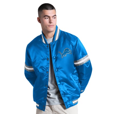 Detroit Lions Starter Courtside Varsity Full Snap Jacket - Blue