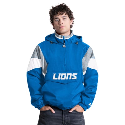 Detroit Lions Starter Half-Zip Hooded Jacket - Blue