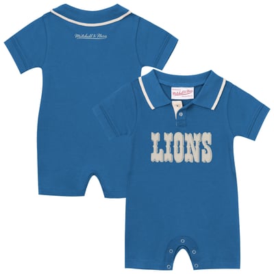 Detroit Lions Mitchell & Ness Newborn & Infant Retro Roots Rugby Romper - Blue