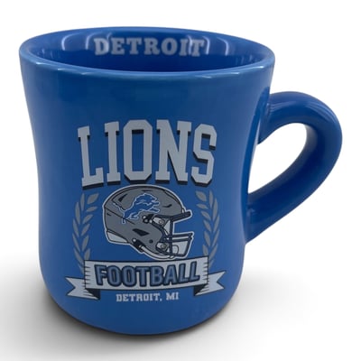 Detroit Lions Pegasus 11oz. Helmet Crest Wordmark Ceramic Mug