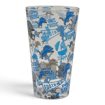 Detroit Lions Pegasus 16oz Scatter Logos Pint Glass