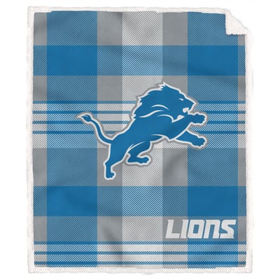 Detroit Lions Pegasus Bold Plaid Steel 50" x 60" Ultra Cozy Sherpa Blanket