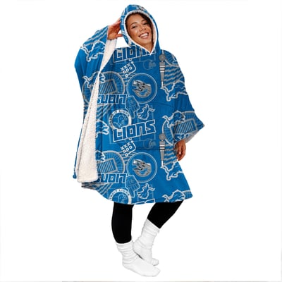 Detroit Lions Pegasus Mashup 50" x 70" Bloncho Sherpa Fan Cape