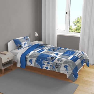 Detroit Lions Pegasus Patchwork Plaid Two-Piece Twin/Twin XL Bed in a Bag Set
