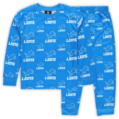 Detroit Lions Outerstuff Preschool All-Over-Print Long Sleeve T-Shirt and Pants Sleep Set - Blue