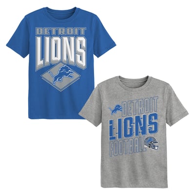 Detroit Lions Outerstuff Preschool Trench Kings 2-Pack T-Shirt Set - Blue/Gray