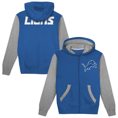  Detroit Lions Outerstuff  Preschool Stadium Colorblock Full-Zip Hoodie - Blue/Silver