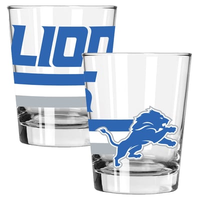 Detroit Lions The Memory Company Two-Piece 15oz. Big Stripes Double Old Fashioned Glass Set