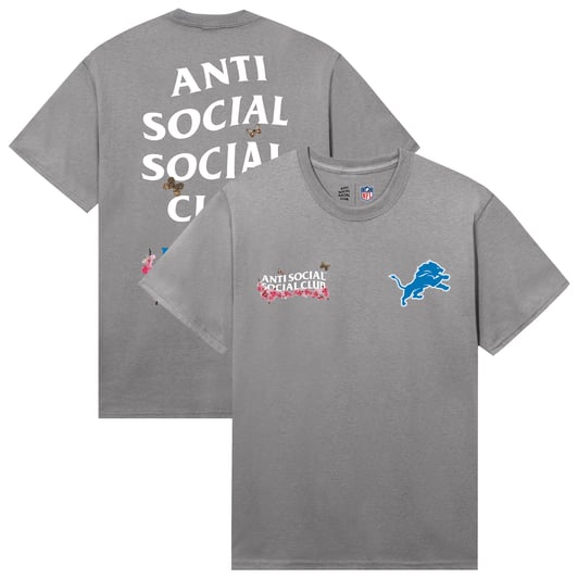 Detroit Lions AntiSocialSocialClub x NFL Unisex Blossom T-Shirt - Gray