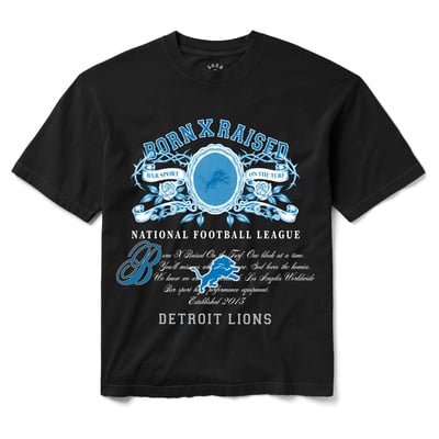 Detroit Lions Born x Raised Unisex Crest T-Shirt - Black