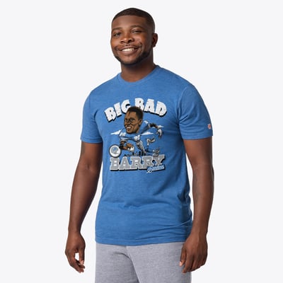Barry Sanders Detroit Lions Homage Unisex Caricature Player Graphic Tri-Blend T-Shirt - Royal