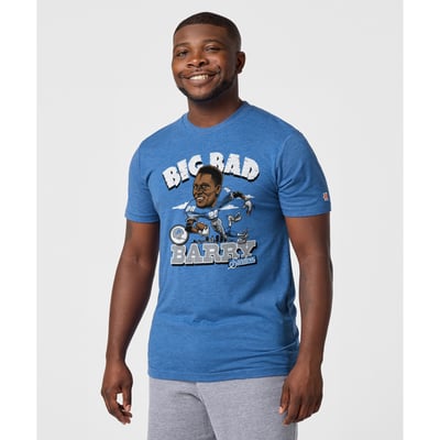 Barry Sanders Detroit Lions Homage Unisex Caricature Player Graphic Tri-Blend T-Shirt - Royal
