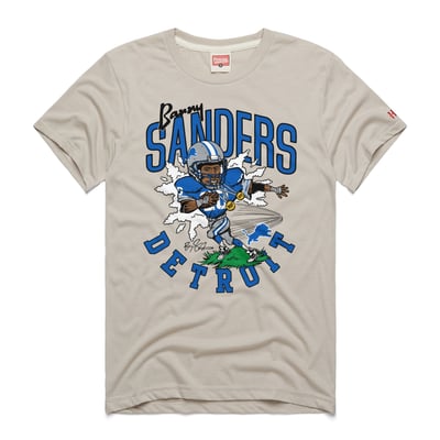 Barry Sanders Detroit Lions Homage Unisex Caricature Player Graphic Tri-Blend T-Shirt - Stone