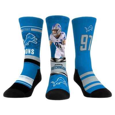 Aidan Hutchinson Detroit Lions Rock Em Unisex 3-Pack Crew Sock Set - Blue